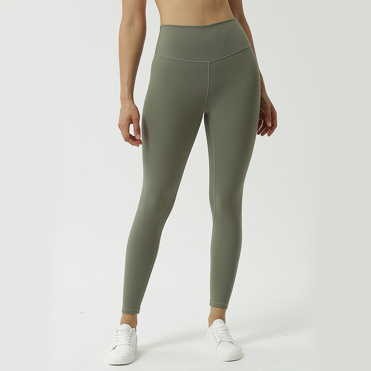 New DoubleSided Brushed Solid Color Yoga Pants Women&#039;s Tight Capri Fitness Trousers High Waist Nude Yoga Pants