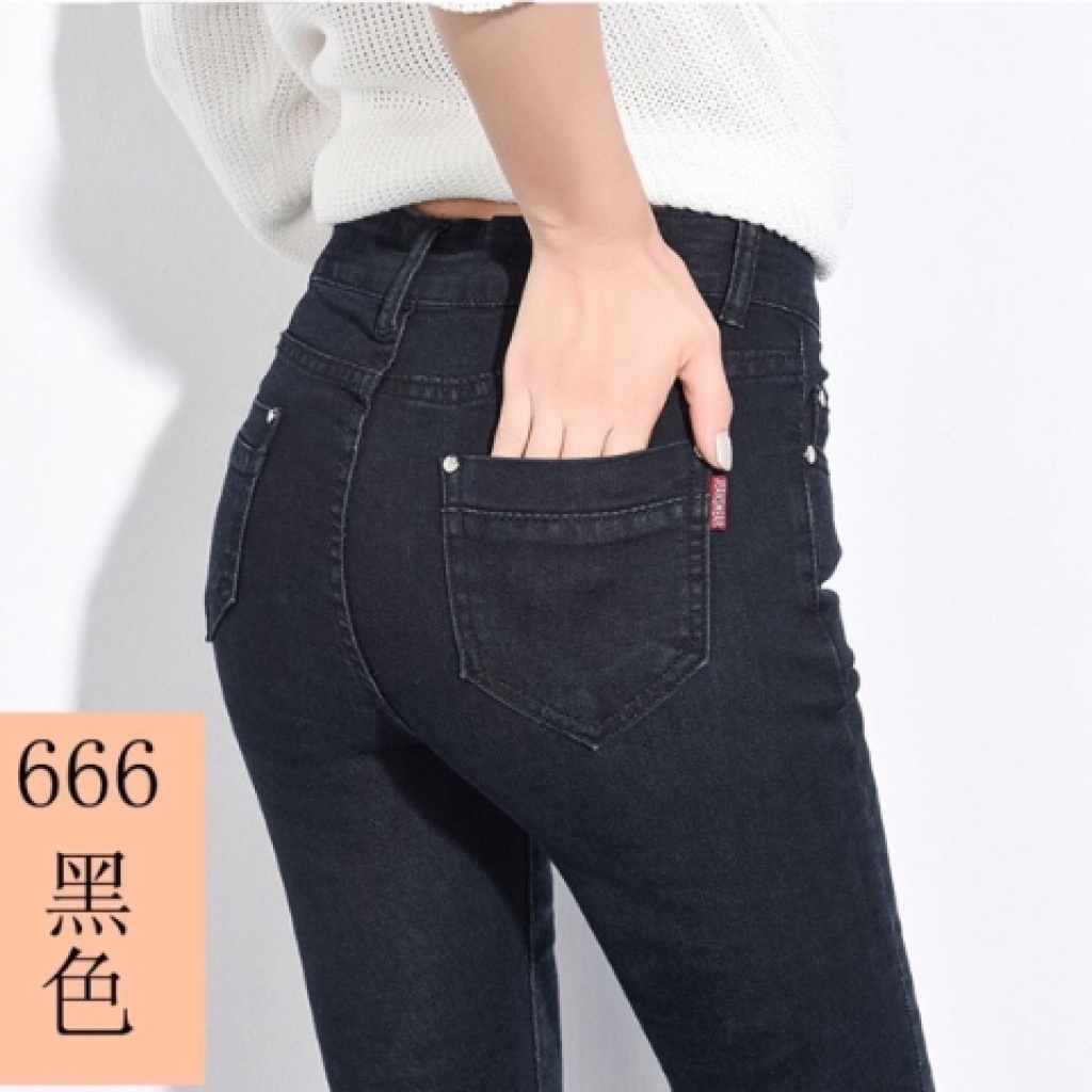Good Quality Autumn and Winter Mid-High Waist Thick Jeans Women's Feet Stretch Fleece Korean Style Slimming and Tight Pencil Trousers Good Quality Autumn and Winter Mid-High Waist Thick Jeans Women's Feet Stretch Fleece Korean Style Slimming and Tight Pencil Trousers