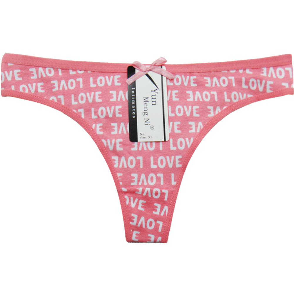 Yunmengni Letter Print Cotton Women&#039;s T-Back Foreign Trade Women&#039;s Underwear Wholesale Cross-Border AliExpress Supply