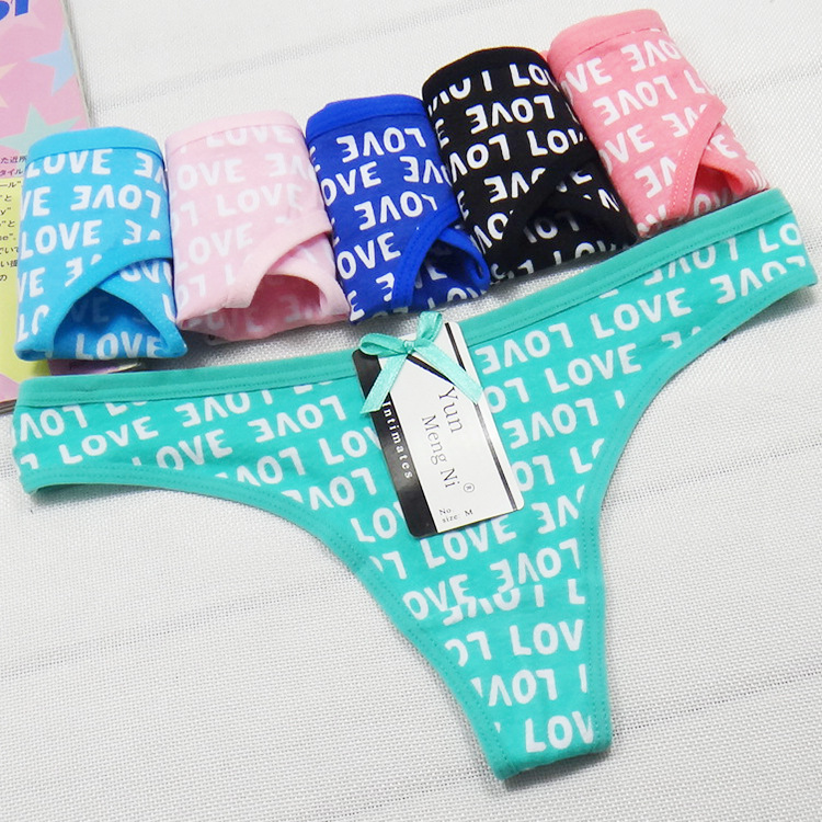 Yunmengni Letter Print Cotton Women's T-Back Foreign Trade Women's Underwear Wholesale Cross-Border AliExpress Supply