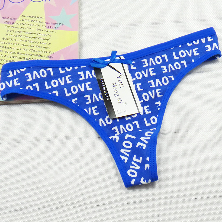 Yunmengni Letter Print Cotton Women's T-Back Foreign Trade Women's Underwear Wholesale Cross-Border AliExpress Supply