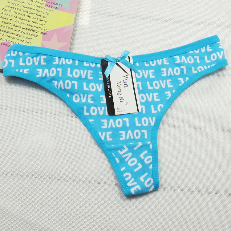 Yunmengni Letter Print Cotton Women's T-Back Foreign Trade Women's Underwear Wholesale Cross-Border AliExpress Supply