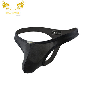 Factory Direct Supply Men's Underwear Nylon Sexy Low Waist Comrade Single Ding T-Shaped Panties Cross-Border Foreign Trade Large Size T-Back Men