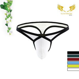 Factory Direct Supply Men's Underwear Nylon Sexy Low Waist Comrade Single Ding T-Shaped Panties Cross-Border Foreign Trade Large Size T-Back Men