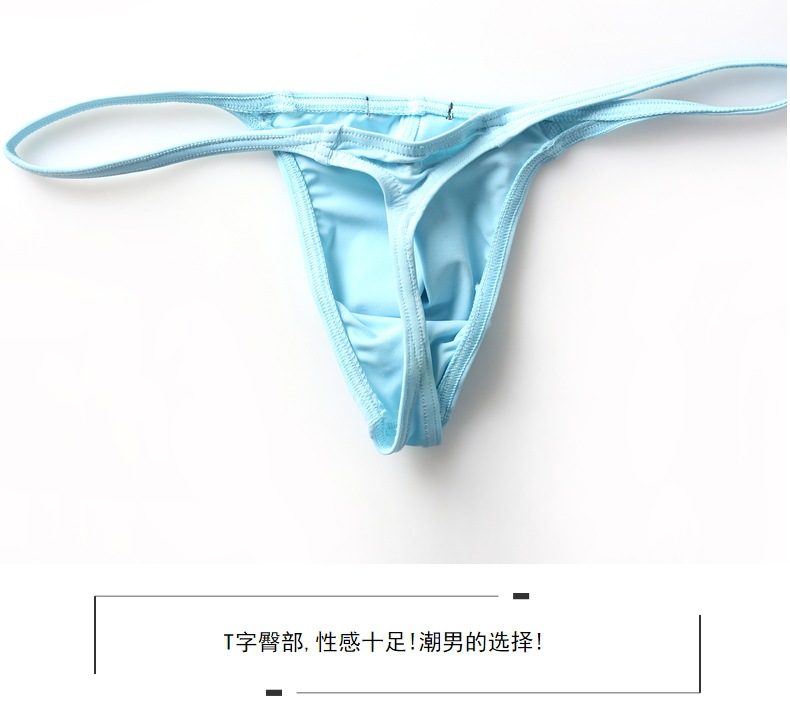 Factory Direct Supply Men's Underwear Nylon Sexy Low Waist Comrade Single Ding T-Shaped Panties Cross-Border Foreign Trade Large Size T-Back Men
