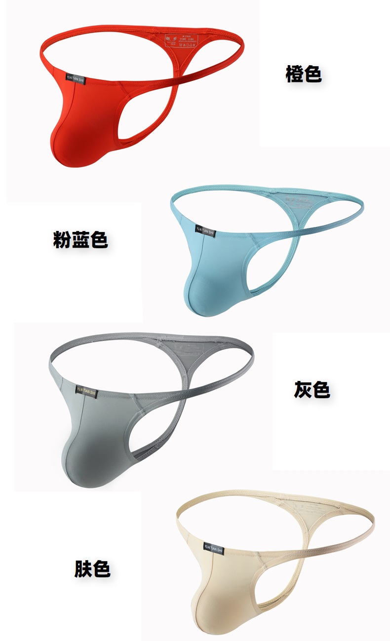 Factory Direct Supply Men's Underwear Nylon Sexy Low Waist Comrade Single Ding T-Shaped Panties Cross-Border Foreign Trade Large Size T-Back Men