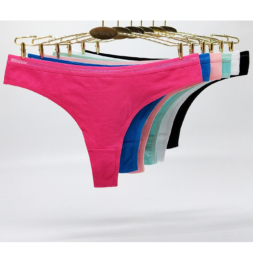 Yunmengni Foreign Trade Pure Color Cotton Foreign Trade Women&#039;s Underwear European and American Style Women T-Back AliExpress EBay Supply