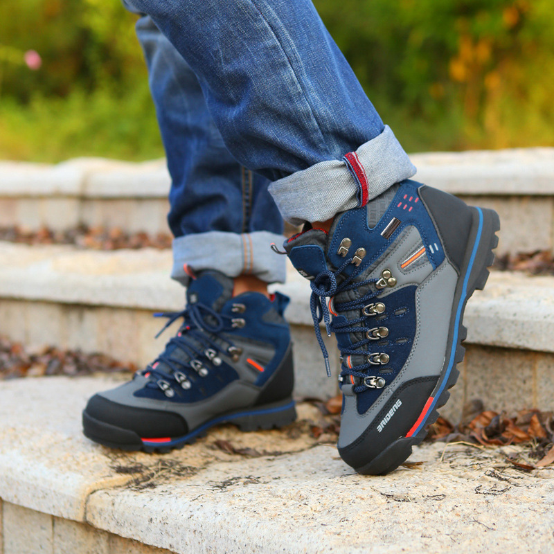 Cross-Border Foreign Trade Hiking Shoes High Top Outdoor Casual Shoes Hiking Boots Fashion Travel Shoes Men off-Road Running Shoes 8037