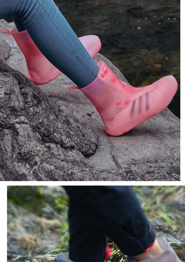 Shoe Cover Men's and Women's Shoe Covers Waterproof Non-Slip Rainy Days Booties Rain-Proof Thickening Wear-Resistant Sole High-Top Children's Silicone Rain Boots