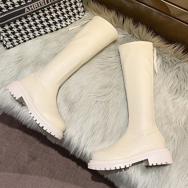 Boots High Flat Bottom 2021 New below the Knee Shorty Long Boots Female Slimming Knight Martin Boots