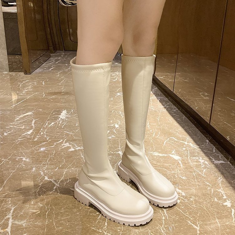 Boots High Flat Bottom 2021 New below the Knee Shorty Long Boots Female Slimming Knight Martin Boots