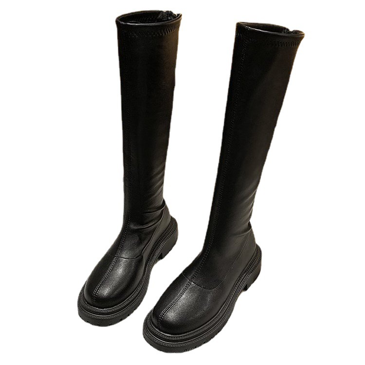 Boots High Flat Bottom 2021 New below the Knee Shorty Long Boots Female Slimming Knight Martin Boots