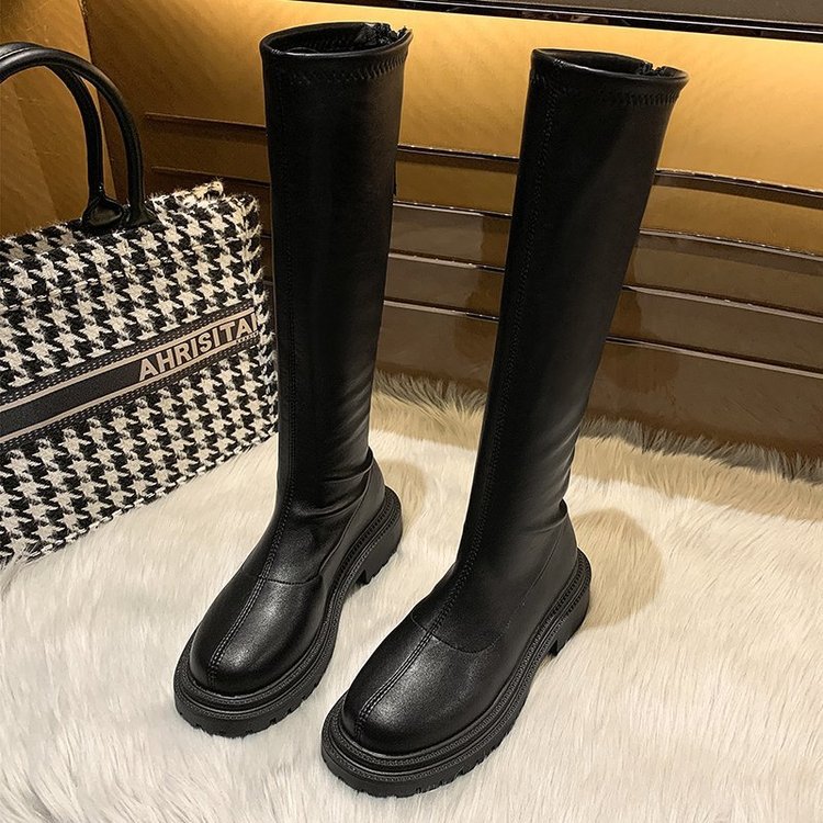 Boots High Flat Bottom 2021 New below the Knee Shorty Long Boots Female Slimming Knight Martin Boots Boots High Flat Bottom 2021 New below the Knee Shorty Long Boots Female Slimming Knight Martin Boots