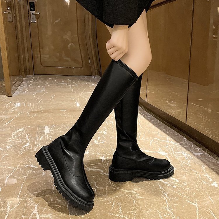 Boots High Flat Bottom 2021 New below the Knee Shorty Long Boots Female Slimming Knight Martin Boots Boots High Flat Bottom 2021 New below the Knee Shorty Long Boots Female Slimming Knight Martin Boots