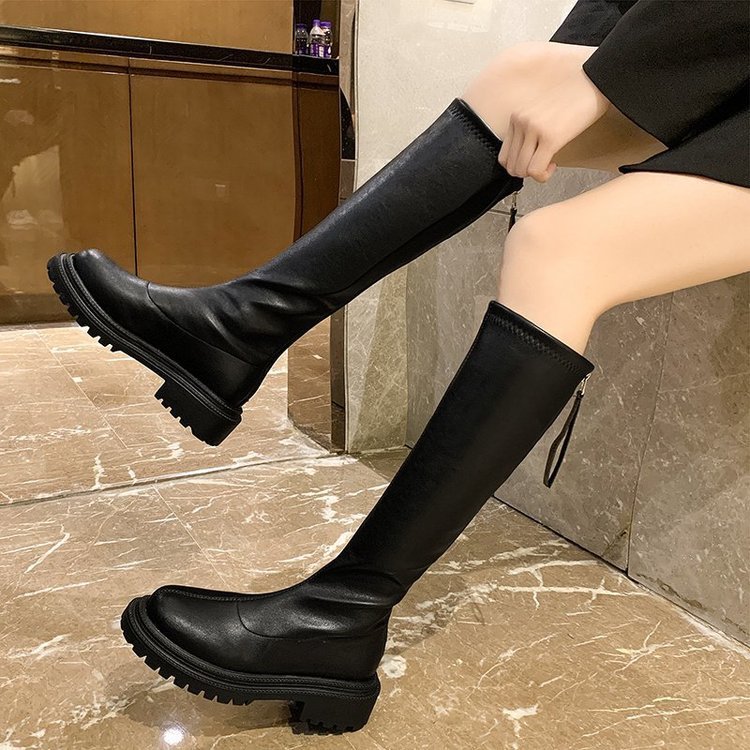 Boots High Flat Bottom 2021 New below the Knee Shorty Long Boots Female Slimming Knight Martin Boots Boots High Flat Bottom 2021 New below the Knee Shorty Long Boots Female Slimming Knight Martin Boots