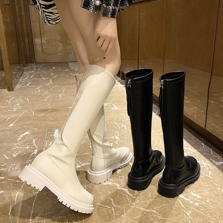 Boots High Flat Bottom 2021 New below the Knee Shorty Long Boots Female Slimming Knight Martin Boots Boots High Flat Bottom 2021 New below the Knee Shorty Long Boots Female Slimming Knight Martin Boots