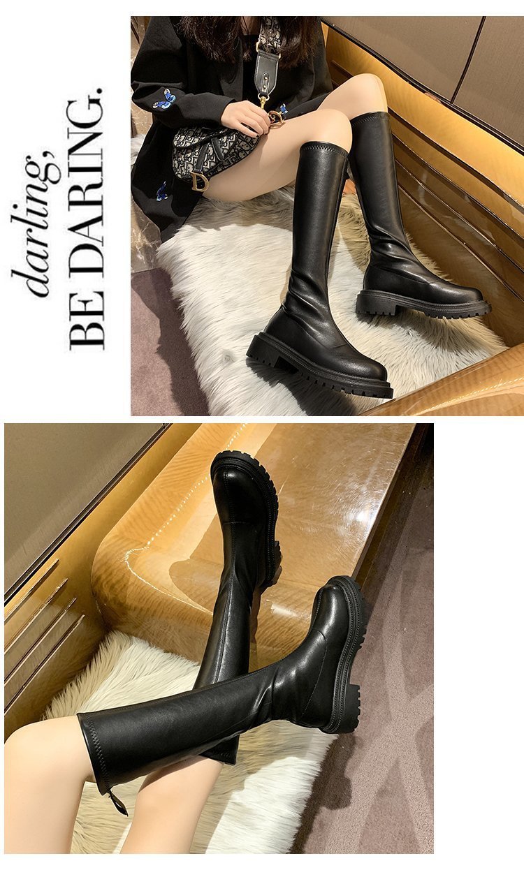Boots High Flat Bottom 2021 New below the Knee Shorty Long Boots Female Slimming Knight Martin Boots Boots High Flat Bottom 2021 New below the Knee Shorty Long Boots Female Slimming Knight Martin Boots