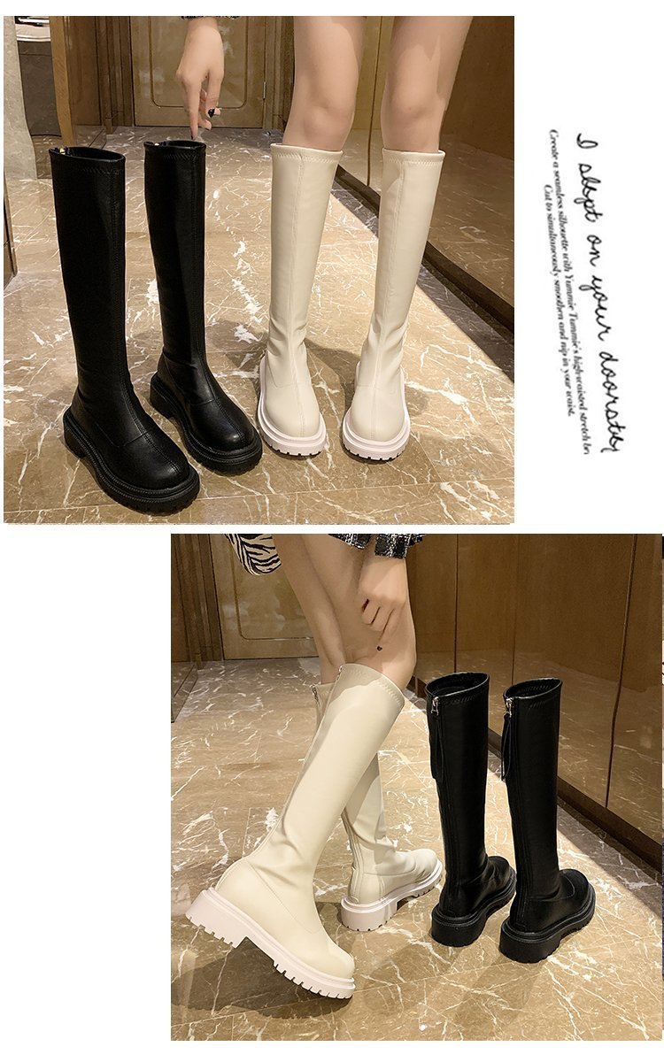 Boots High Flat Bottom 2021 New below the Knee Shorty Long Boots Female Slimming Knight Martin Boots Boots High Flat Bottom 2021 New below the Knee Shorty Long Boots Female Slimming Knight Martin Boots