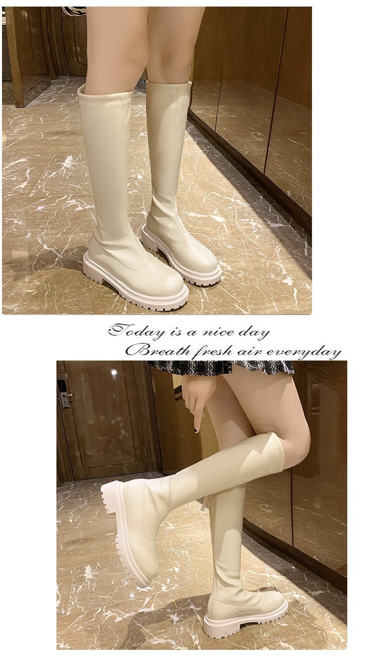 Boots High Flat Bottom 2021 New below the Knee Shorty Long Boots Female Slimming Knight Martin Boots Boots High Flat Bottom 2021 New below the Knee Shorty Long Boots Female Slimming Knight Martin Boots