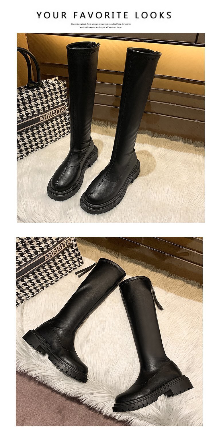 Boots High Flat Bottom 2021 New below the Knee Shorty Long Boots Female Slimming Knight Martin Boots Boots High Flat Bottom 2021 New below the Knee Shorty Long Boots Female Slimming Knight Martin Boots