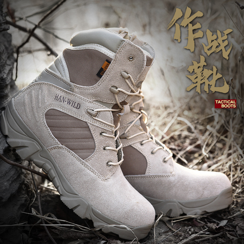 Consul Outdoor Men&#039;s Spring and Autumn High School Top Combat Boots Military Fans Waterproof and Hard-Wearing Combat Boots Desert Hiking Shoes