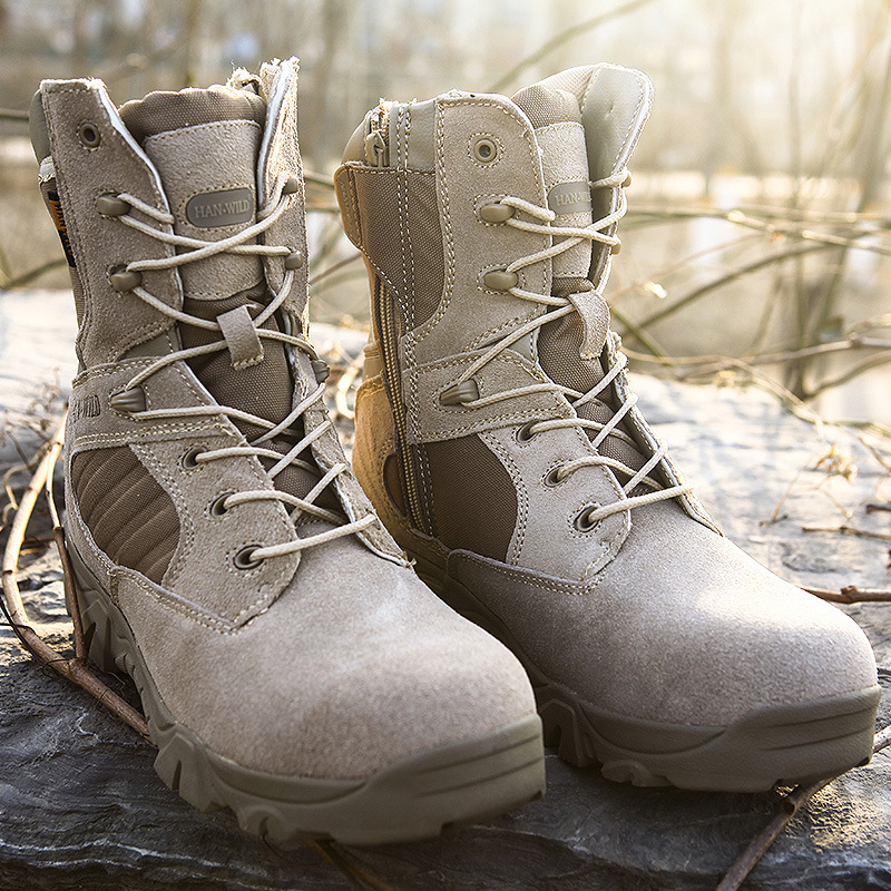 Consul Outdoor Men&#039;s Spring and Autumn High School Top Combat Boots Military Fans Waterproof and Hard-Wearing Combat Boots Desert Hiking Shoes