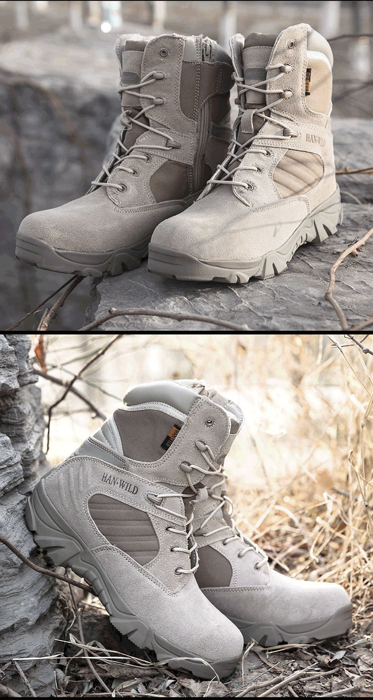 Consul Outdoor Men's Spring and Autumn High School Top Combat Boots Military Fans Waterproof and Hard-Wearing Combat Boots Desert Hiking Shoes
