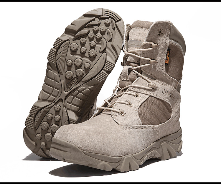 Consul Outdoor Men's Spring and Autumn High School Top Combat Boots Military Fans Waterproof and Hard-Wearing Combat Boots Desert Hiking Shoes