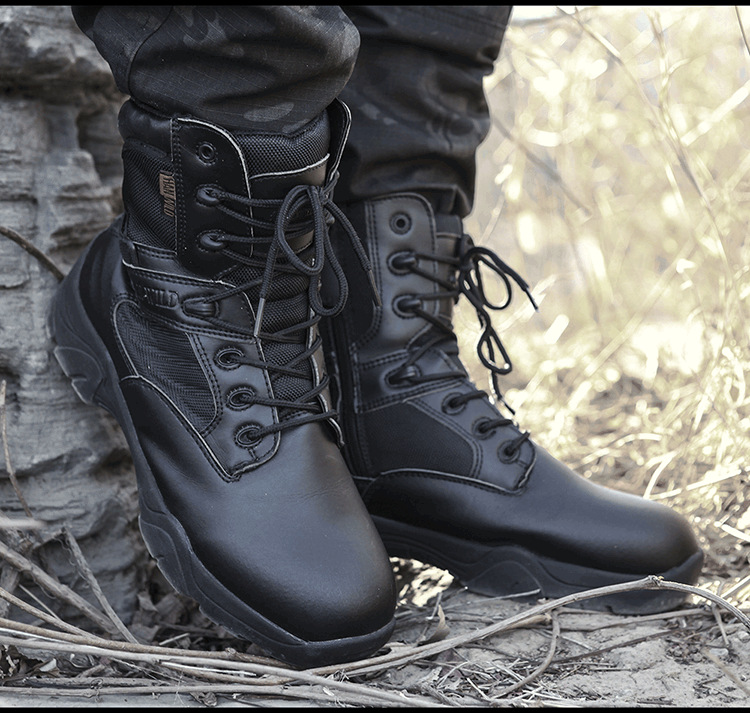 Consul Outdoor Men's Spring and Autumn High School Top Combat Boots Military Fans Waterproof and Hard-Wearing Combat Boots Desert Hiking Shoes