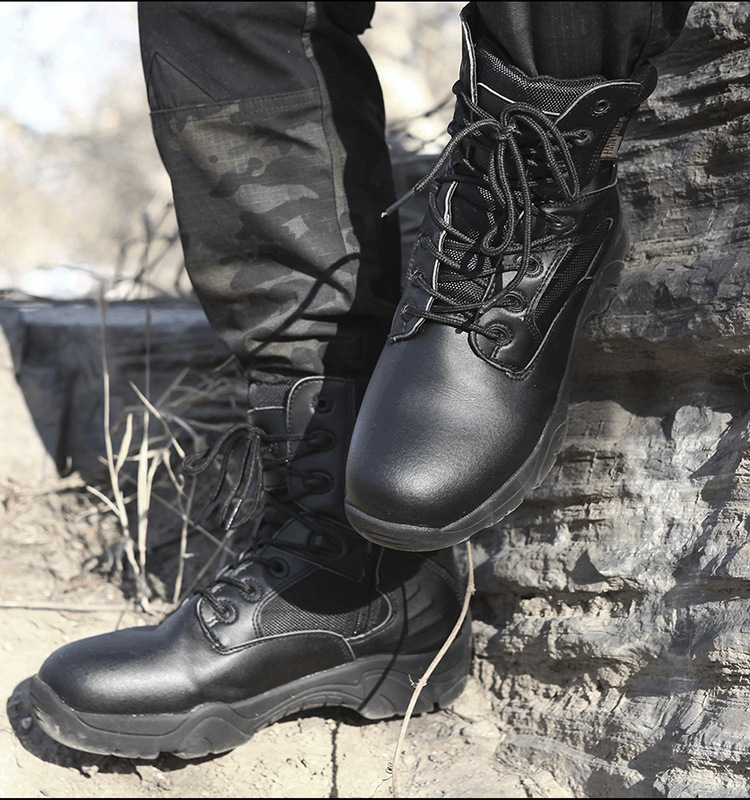 Consul Outdoor Men's Spring and Autumn High School Top Combat Boots Military Fans Waterproof and Hard-Wearing Combat Boots Desert Hiking Shoes