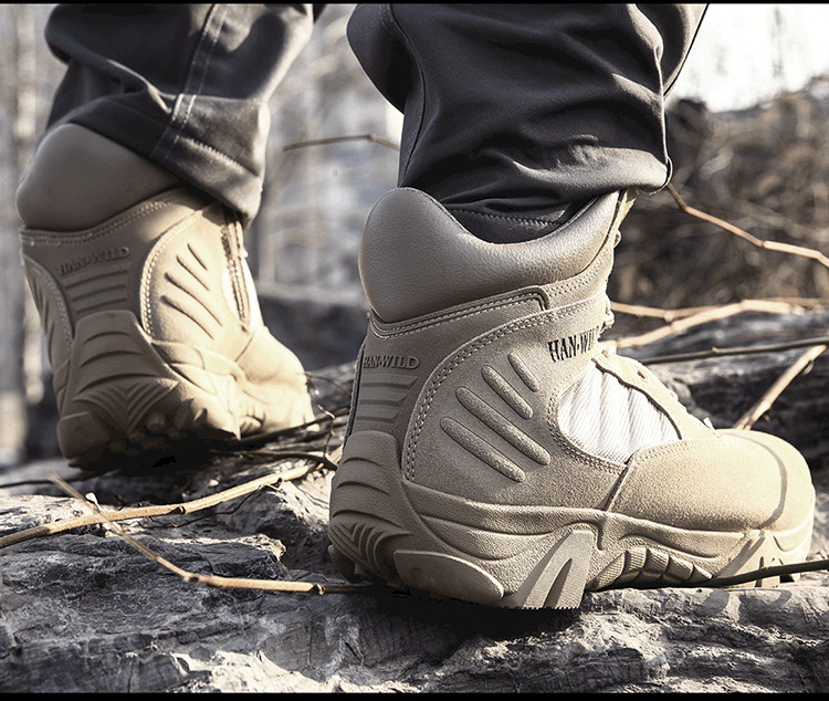 Consul Outdoor Men's Spring and Autumn High School Top Combat Boots Military Fans Waterproof and Hard-Wearing Combat Boots Desert Hiking Shoes
