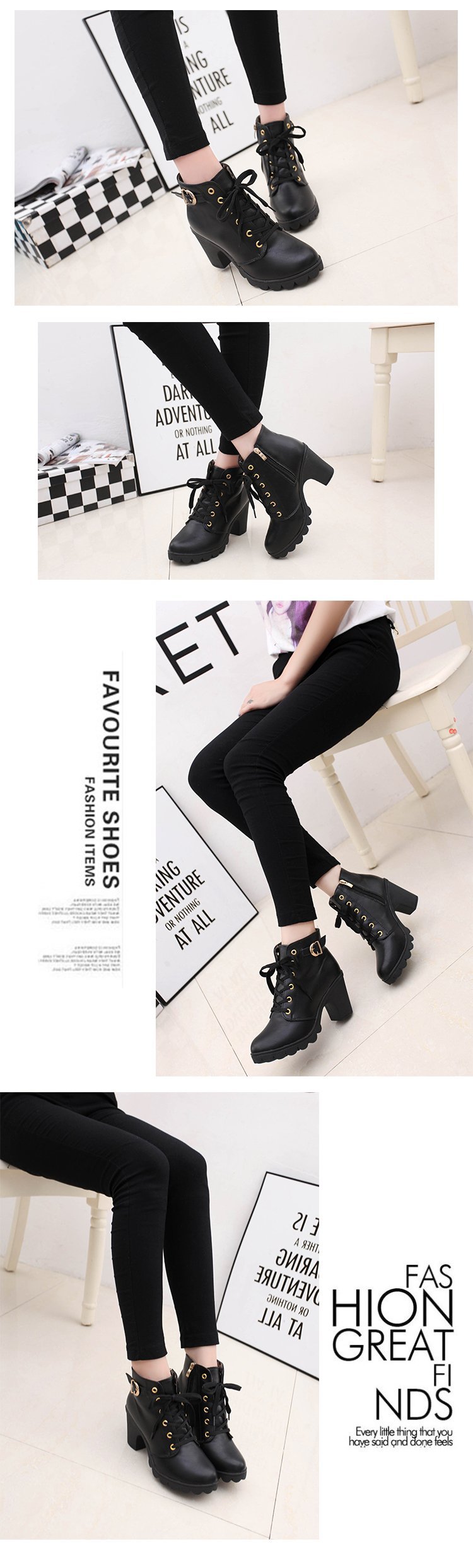New High Heel Foreign Trade Women's Boots Cross Strap Short Boots Chunky Heel Martin Boots Leather Boots in Stock Whole