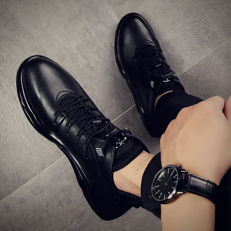 European Station Men&#039;s Shoes 2021 High Top British Style All-Match Fashionable Casual Leather Shoes Autumn and Winter plus Velvet Genuine Leather Dr. Martens Boots Men&#039;s Shoes