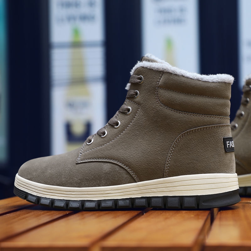 Cotton-Padded Shoes Men&#039;s Winter Warm Fleece-Lined Waterproof Dr. Martens Boots High-Top Shoes Men&#039;s Korean-Style Large Size Trendy Shoes Northeast Snow Boots Men&#039;s