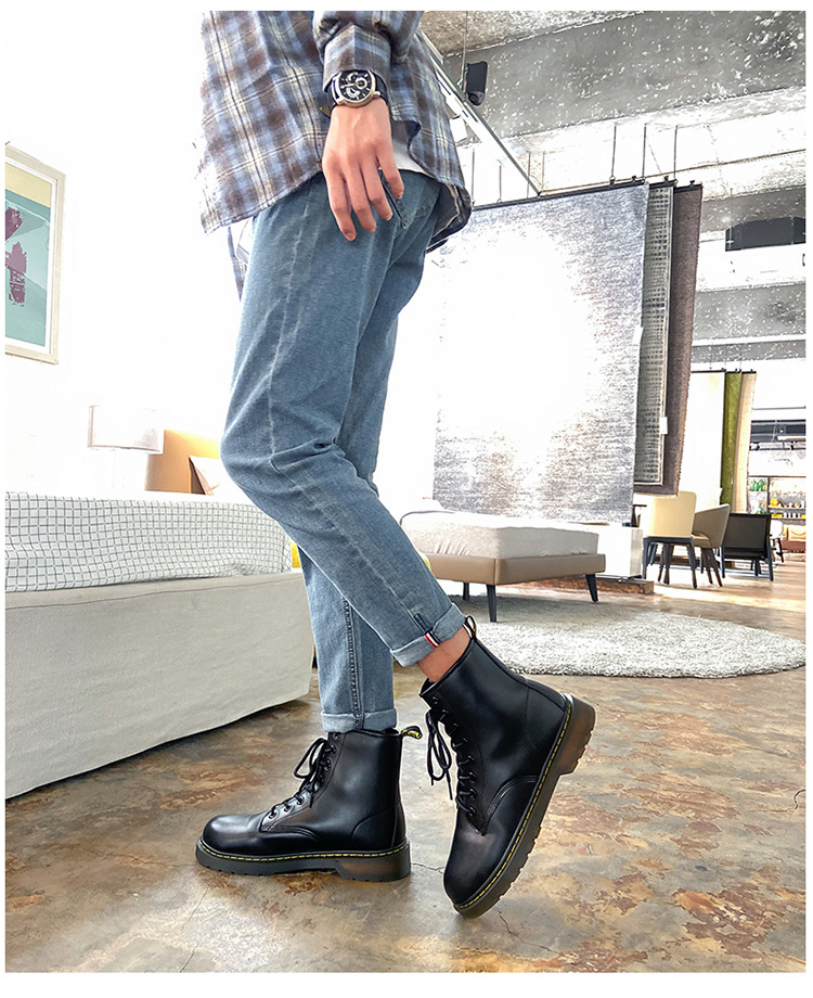 Fall 2021 New Fashion Trendy Dr. Martens Boots Men's High Top British Style Korean Style Worker Boot Versatile Couple Leather Boots