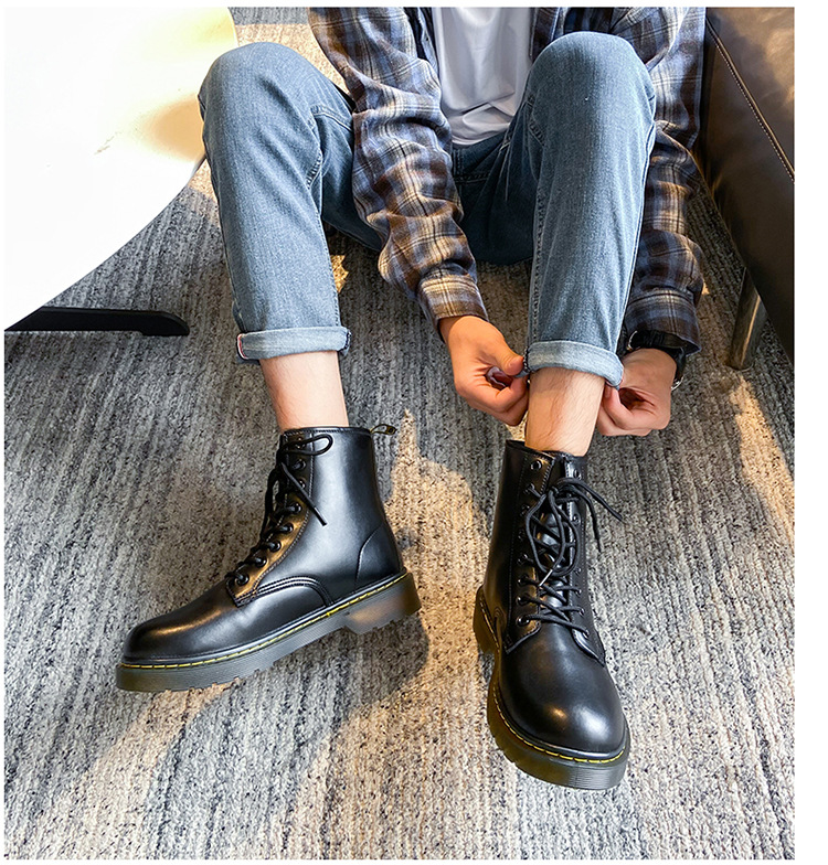 Fall 2021 New Fashion Trendy Dr. Martens Boots Men's High Top British Style Korean Style Worker Boot Versatile Couple Leather Boots