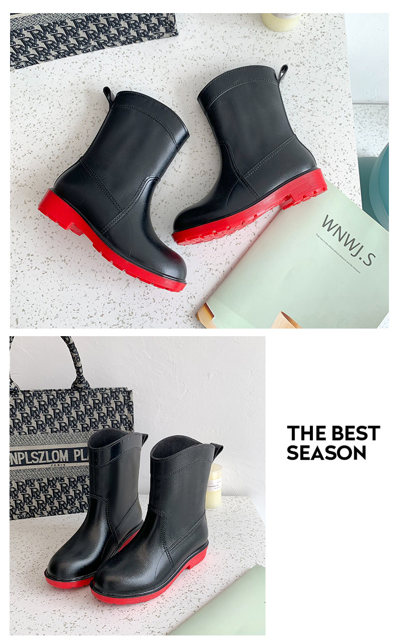 Cross-Border Fashion Rain Boots New Rubber Boots Women's Mid-Calf Rain Boots Waterproof Korean Rain Shoes Shoe Cover Women's Foreign Trade Cross-Border Fashion Rain Boots New Rubber Boots Women's Mid-Calf Rain Boots Waterproof Korean Rain Shoes Shoe Cover Women's Foreign Trade