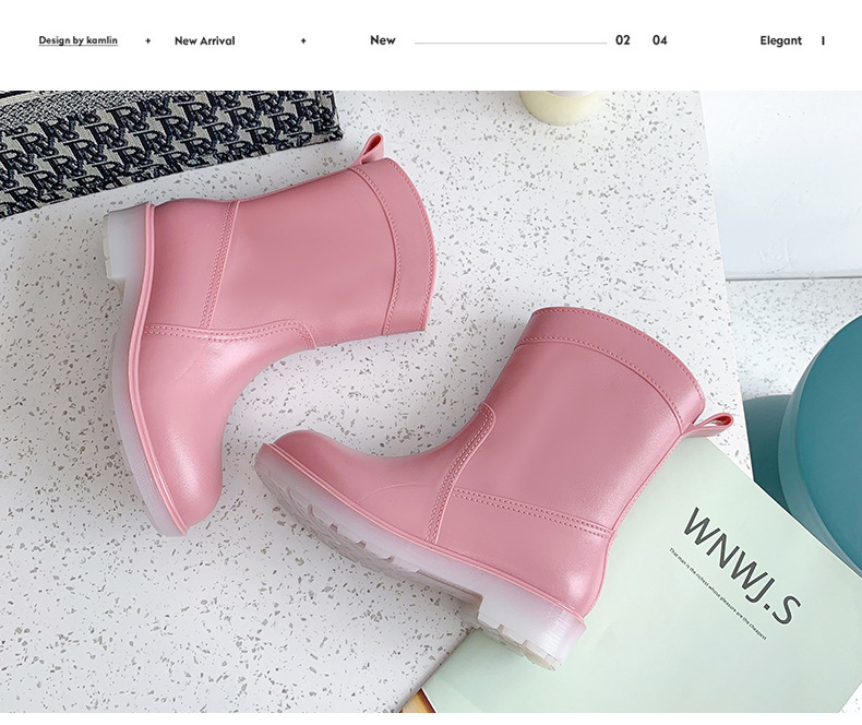 Cross-Border Fashion Rain Boots New Rubber Boots Women's Mid-Calf Rain Boots Waterproof Korean Rain Shoes Shoe Cover Women's Foreign Trade Cross-Border Fashion Rain Boots New Rubber Boots Women's Mid-Calf Rain Boots Waterproof Korean Rain Shoes Shoe Cover Women's Foreign Trade