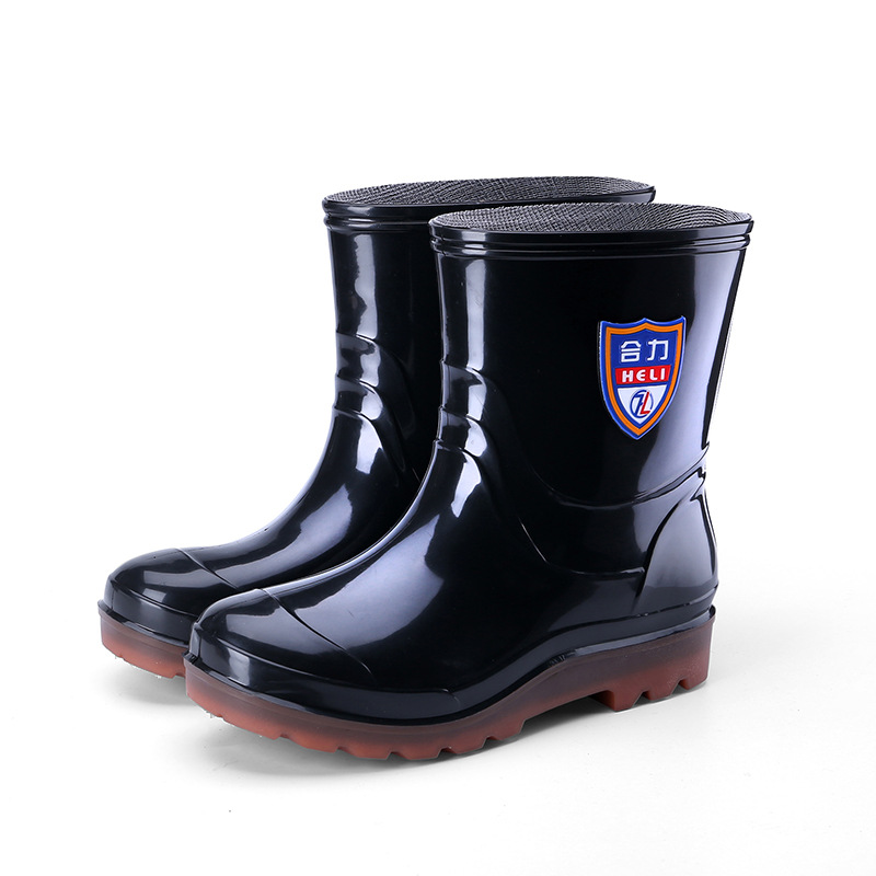 New Men&#039;s, Adjult Rain Boots Men&#039;s Non-Slip Wear-Resistant Rain Boots Black PVC High-Top Three-Proof Labor Protection Rain Shoes Rain Boots