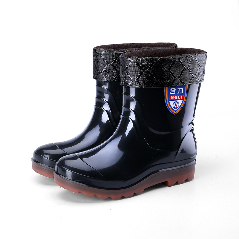 New Men&#039;s, Adjult Rain Boots Men&#039;s Non-Slip Wear-Resistant Rain Boots Black PVC High-Top Three-Proof Labor Protection Rain Shoes Rain Boots