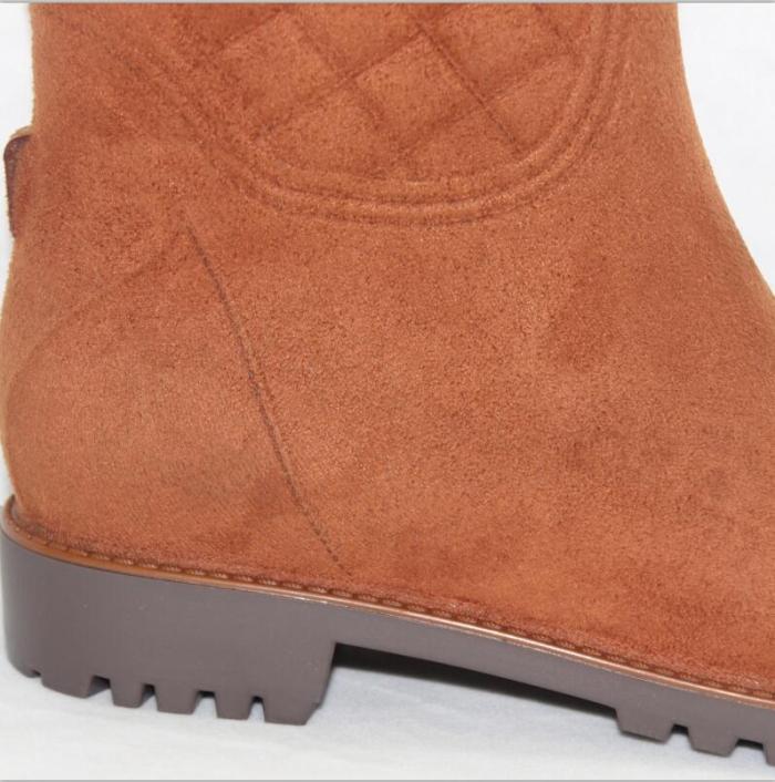 909 Camel Flocking Knee-High Rain Boots