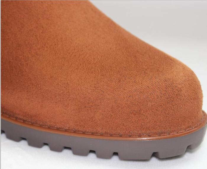 909 Camel Flocking Knee-High Rain Boots