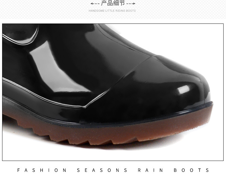 Plastic 3537 Rain Boots Men's Low-Cut Short Rain Shoes Black PVC Plastic Shoes Beef Tendon Platform Waterproof Shoes Rain Shoes Shoe Cover