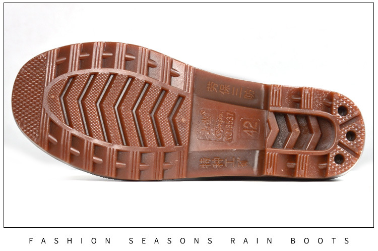 Plastic 3537 Rain Boots Men's Low-Cut Short Rain Shoes Black PVC Plastic Shoes Beef Tendon Platform Waterproof Shoes Rain Shoes Shoe Cover