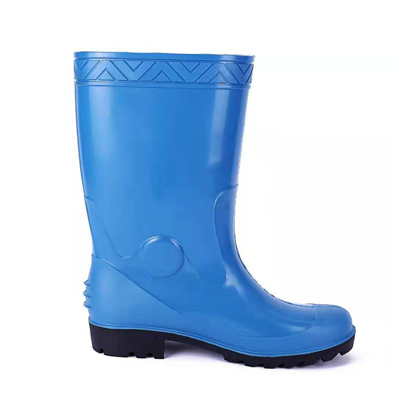Wholesale PVC water shoes blue high non-slip labor protection boots construction safety protection men&#039;s rain boots