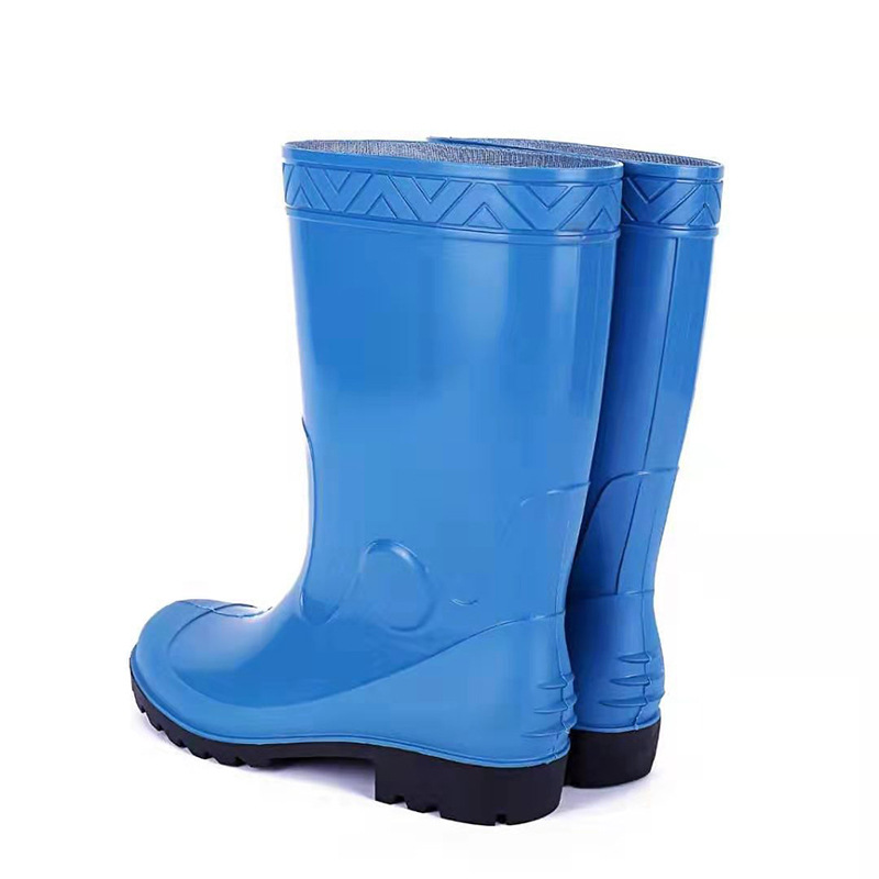 Wholesale PVC water shoes blue high non-slip labor protection boots construction safety protection men&#039;s rain boots
