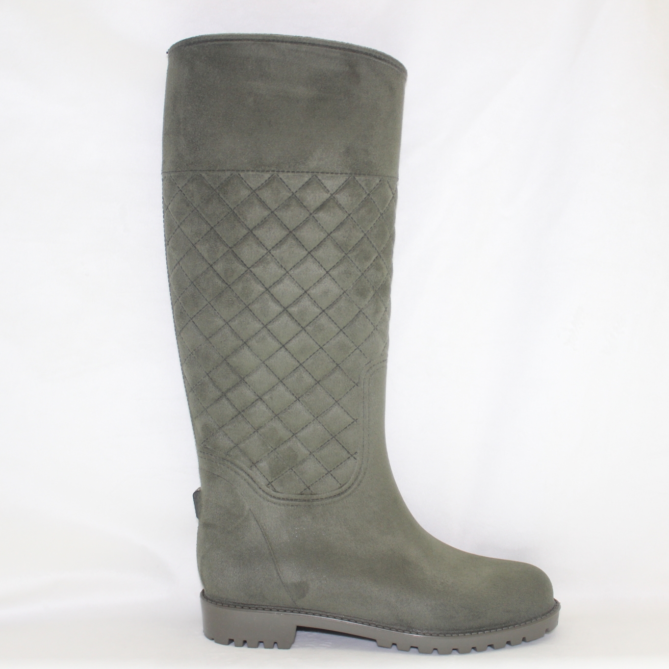 909 Green Velvet Knee-High Rain Boots