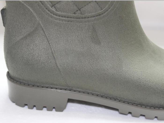 909 Green Velvet Knee-High Rain Boots