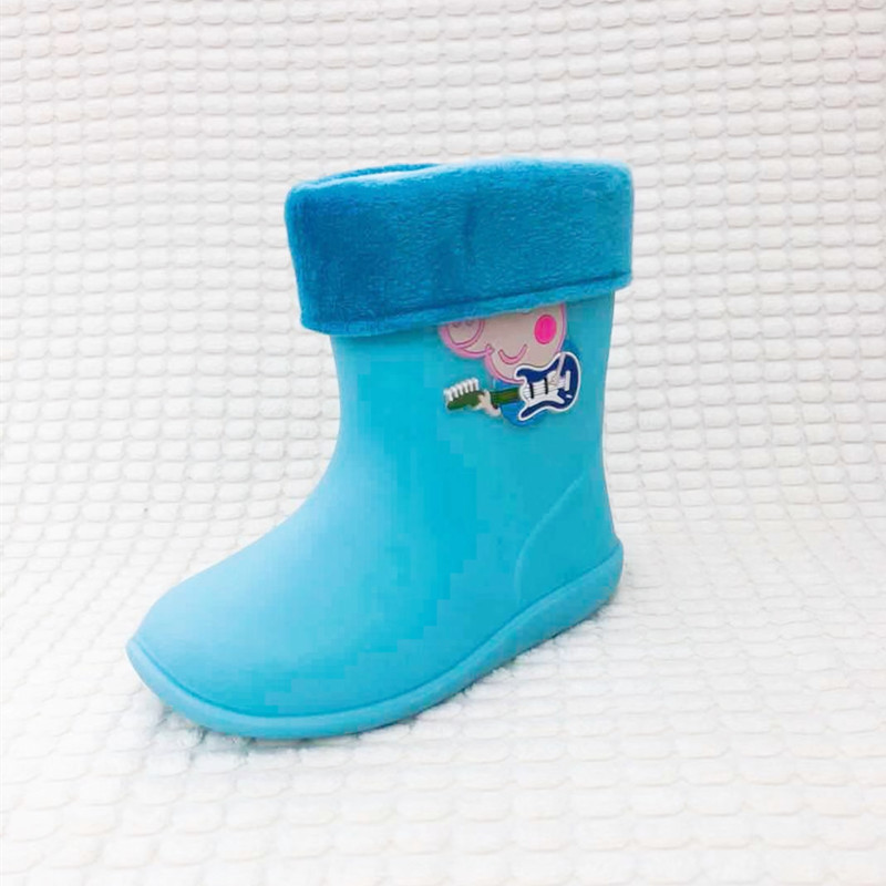 Hemu Rain Cartoon Children's Rain Boots PVC Environmental Protection Non-Slip Thermal Cotton-Padded Covering Removable Baby Rain Boots Factory Direct Sales