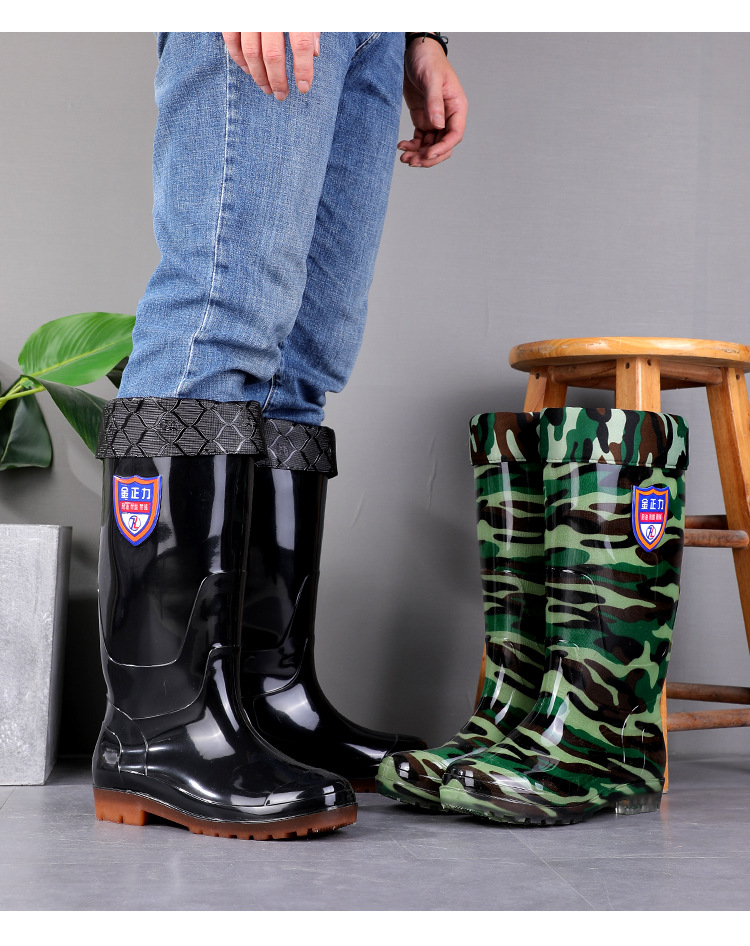 Add Knee-High Rain Boots PVC Material Black Men's Industrial Rain Boots Outdoor Rain Boots Factory Direct Supply Add Knee-High Rain Boots PVC Material Black Men's Industrial Rain Boots Outdoor Rain Boots Factory Direct Supply